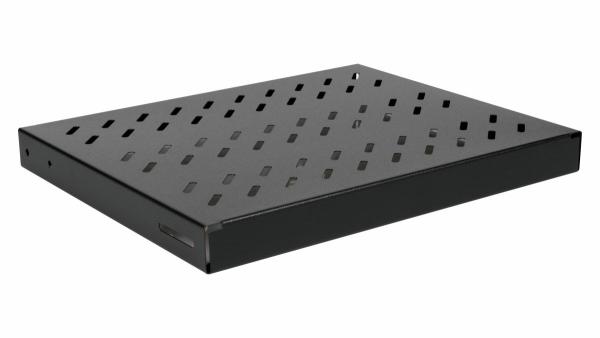 Equip Variabler 19 Zoll Fachboden 1HE 350 mm Schwarz | Rack Ablage bis 100 kg | Serverschrank Regalboden