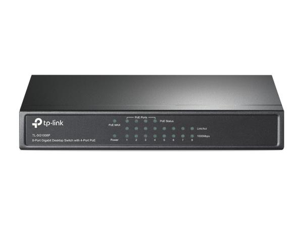 8 Port TP Link Gigabit Switch mit 4-Port PoE+ TL-SG1008P