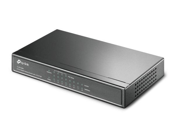 8 Port TP Link Gigabit Switch mit 4-Port PoE+ TL-SG1008P