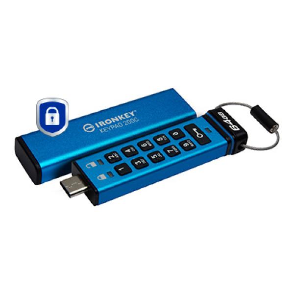STICK 64GB Kingston IronKey Keypad 200C AES-256 USB-C retail