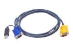 ATEN 2L-5203UP KVM-Kabel VGA USB mit eingebautem PS/2-USB-Konverter schwarz 3m